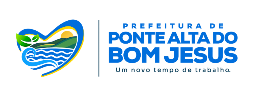 Logomarca da Prefeitura de Ponte Alta do Bom Jesus, com símbolo colorido à esquerda e o nome da prefeitura à direita, acompanhado do slogan “Um novo tempo de trabalho.” Clique na imagem para acessar o site da Prefeitura de Ponte Alta do Bom Jesus.